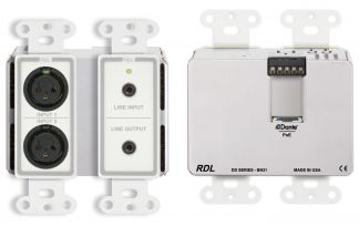 Bi-Directional Mic/Line Dante Interface 2 x 2 w/PoE - 1 XLR In and 1 Mini-jack In, 2 Out on Rear-Panel Terminal Block - White - Radio Design Labs DD-BN2ML