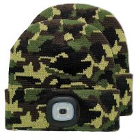 USB LED Rechargeable Beanie Headlight Camo 2-Pack