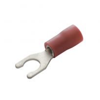 Insulated Locking Spade Terminals, (Red) 22-16 AWG, #8 Stud, 10 Pcs
