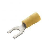Insulated Locking Spade Terminals, (Yellow) 12-10 AWG, #8 Stud, 10 Pcs