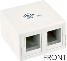 2-port Surface Mount Keystone Box, White - Vertical Cable 039-361WH