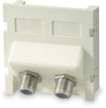 2 port f type connector module 45 exit light ivory
