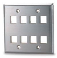 8 port double gang stainless steel faceplate