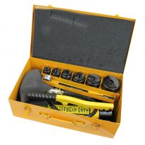 Hydraulic Knockout Punch 15 Ton Capacity Capable of punching up to 4-in Conduit  Comes with slug breaking round punches 1/2-in to 2-1/2-in Conduit sizes  Steel Case Hand pump unit 