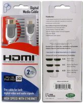 HDMI A TO C V.1.4 30AWG 2 meter WHITE - Pan Pacific Enterprises HD4-AC2W-P