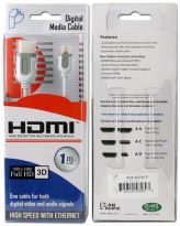 HDMI A TO D V.1.4 34AWG 1 meter WHITE - Pan Pacific Enterprises HD4-AD1W-P