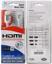 HDMI A TO D V.1.4 34AWG 2 meter WHITE - Pan Pacific Enterprises HD4-AD2W-P