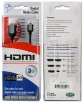 HDMI A TO D V.1.4 34AWG 3 meter WHITE - Pan Pacific Enterprises HD4-AD3W-P