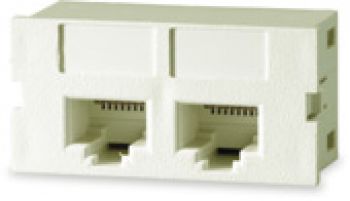 2 port category 6 connector module white
