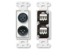 Dual XLR 3-pin Female Jacks on D Plate - Terminal block connections - Stainless Steel - Radio Design Labs DS-XLR2F