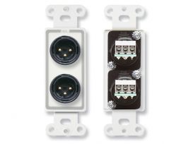 Dual XLR 3-pin Male Jacks on D Plate - Terminal block connections - Stainless Steel - Radio Design Labs DS-XLR2M