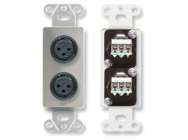 XLR 3-pin Male Jack on D Plate - Terminal block connections - Stainless Steel - Radio Design Labs DS-XLR3M