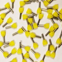 Twin Yellow Wire Ferrules, 2x18 AWG x 16mm, 500 pcs