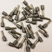 Insulated Gray Wire Ferrules, 14 AWG x 15mm, 100 pcs