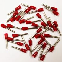 Insulated Red Wire Ferrules, 18 AWG x 16mm, 100 pcs