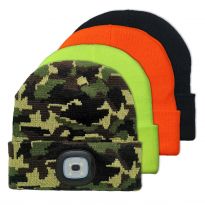 USB LED Rechargeable Beanie Headlight Multicolor 4-Pack