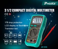 3-1/2 digits 1999 Counts Compact Digital Multimeter with Continuity, Diode, Transistor, Battery Tests
