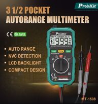3-1/2 digits 1999 Counts Pocket Auto-range Multimeter with Built-in Leads and Resistance, Diode Tests