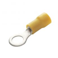 Insulated Ring Terminals, (Yellow) 12-10 AWG, 1/4" Stud, 10 Pcs