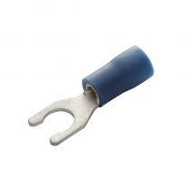 Insulated Locking Spade Terminals, (Blue) 16-14 AWG, #8 Stud, 10 Pcs
