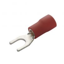 Insulated Spade Terminals, (Red) 22-16 AWG, #8 Stud, 10 Pcs