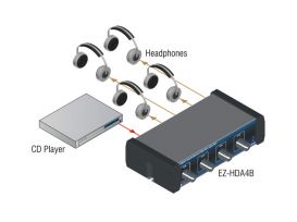 Stereo Headphone Distribution Amp - 1X4 Rear-Panel Outputs - Radio Design Labs EZ-HDA4B