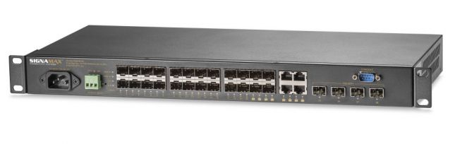 24-Port 100/1000 Managed Layer 2+ SFP Switch Plus 4 10GbE SFP+ Ports