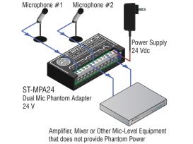 Microphone 24 V Phantom Adapter - 2 Channel (Replaces ST-MPA2) - Radio Design Labs ST-MPA24