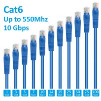 50ft Cat6 Patch Cord Snagless UTP cULus Molded Blue - Steren Electronics 308-950BL