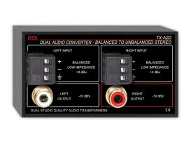 Audio Converter – Balanced to Unbalanced - Terminals, dual-RCA - Radio Design Labs TX-A2